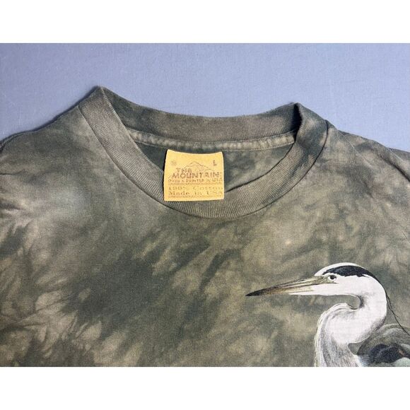 The Mountain T Shirt Adult Large Green Bird Pelican Tie Dye Mens Short Sleeve - Picture 5 of 7